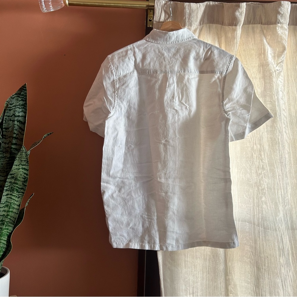 Madewell Men's Button Up Short Sleeve Shirt Cotton Linen Blend White NWT Size XS - Picture 7 of 8